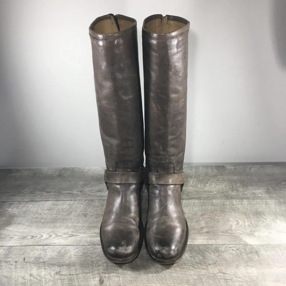 Frye #76849 Phillip Riding Mid Calf Campus Distressed Leather Women’s Boots 10